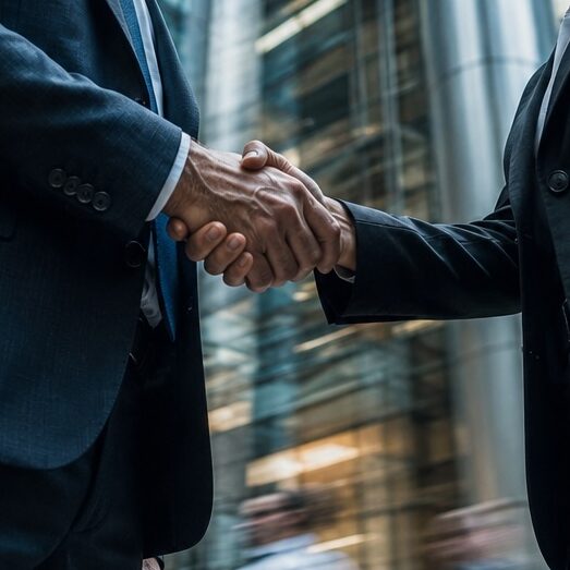 ai generated business people shaking hands, aiim process for building data centers