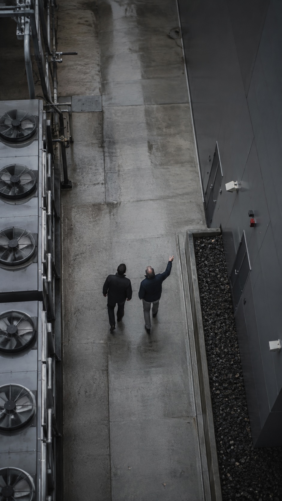 walking around data center lot, ai generated