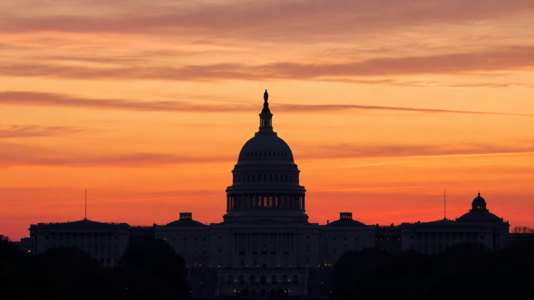 washington dc capitol building at sunset