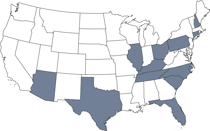 map of usa, nuclei data projects across the country